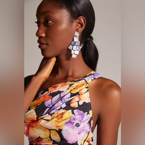 Anthropologie Geisha Designs Floral Asymmetrical Hem Midi Dress - Picture 8 of 17